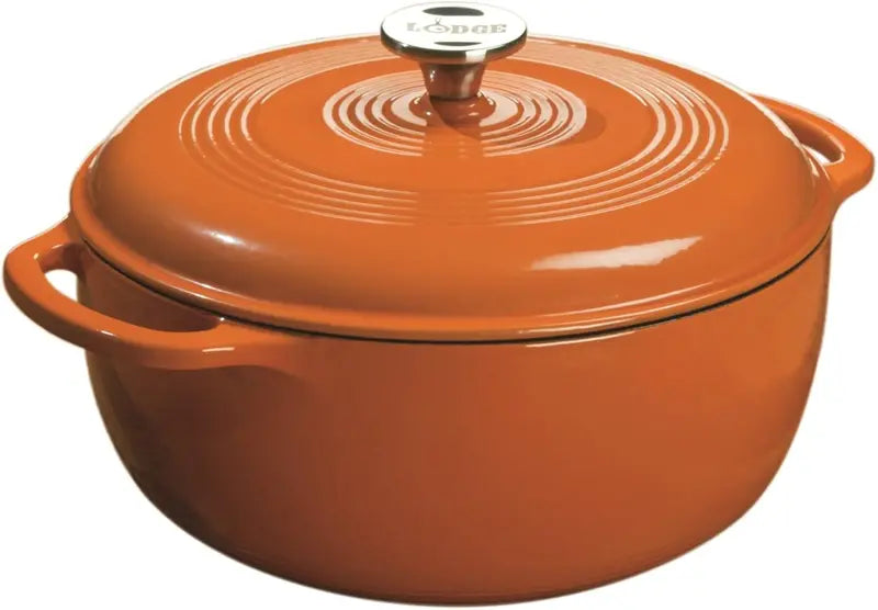 Lodge 6-Quart Island Spice Red Enamel Cast Iron Dutch Oven  Moisture-Sealing Lid, Dual Handles