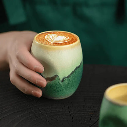 Zonema Natural-Glaze Ceramic Espresso Mug  Handcrafted Matte Finish