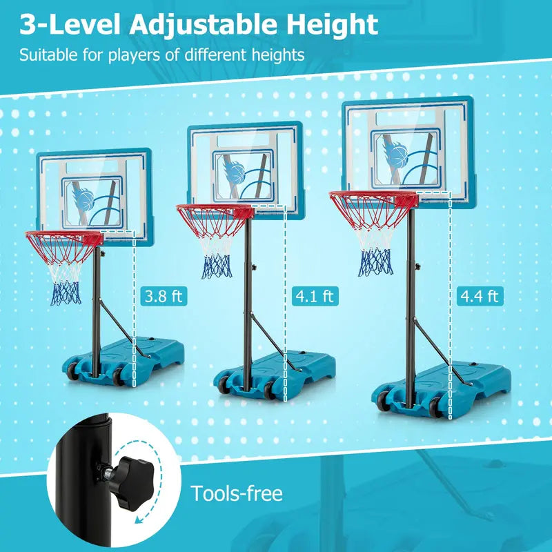 Poolside Outdoor Basketball Hoop with 3.84.4 FT Height Adjustment