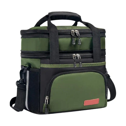 16L Insulated Lunch Tote with Segregated Compartments and Adjustable Shoulder Strap