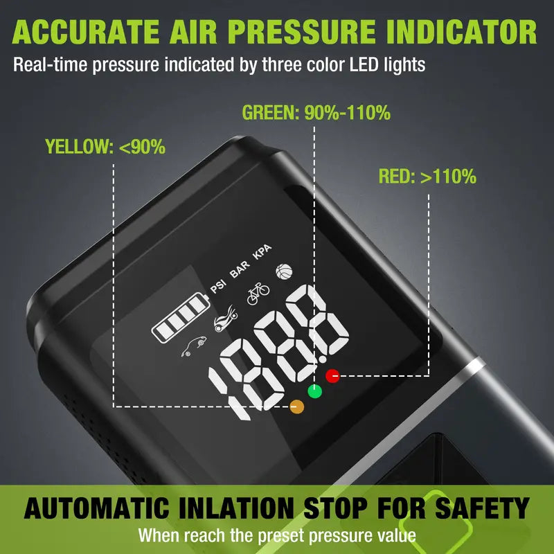 WORKPRO Portable 12V Tire Inflator with Digital Pressure Gauge & Auto-Shutoff