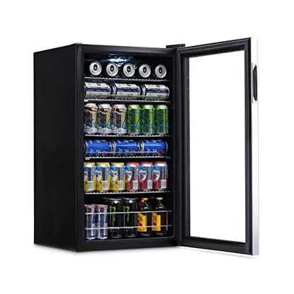 NewAir 126-Can Beverage Refrigerator  Freestanding Cooler with Tempered Glass Door and Right-Swing Hinge