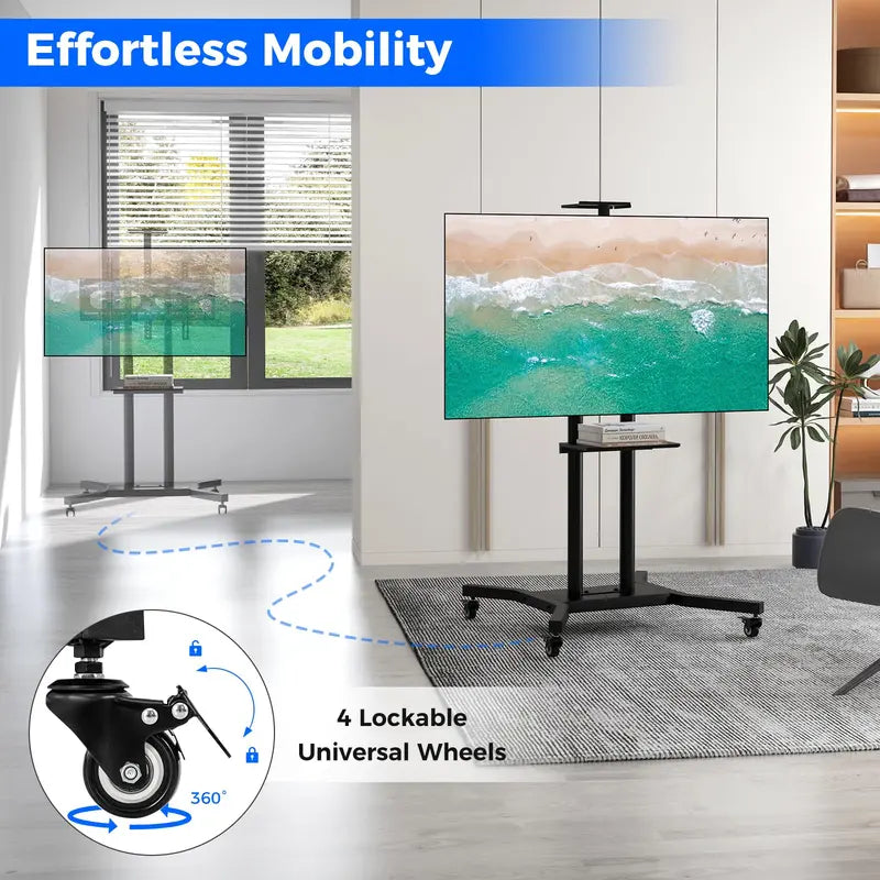 Rolling TV Cart  Lightweight Mobile Stand for 32″70″ Flat or Curved Screens (Up to 110 lbs), VESA 600×400 mm Support