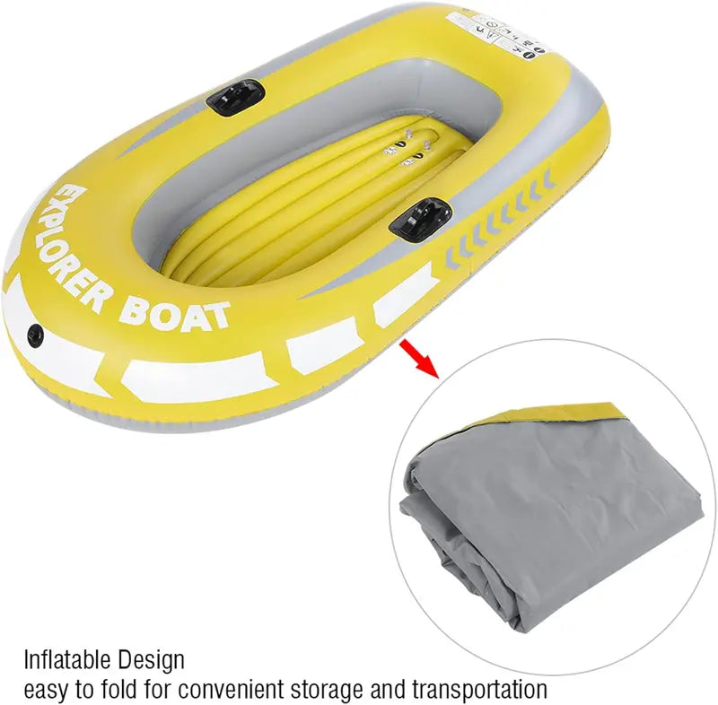 Dual-Chamber Inflatable Kayak Set  2-Person Sport Raft with Welded Oar Locks, Grab Handles, Bow Rope & Ergonomic Design
