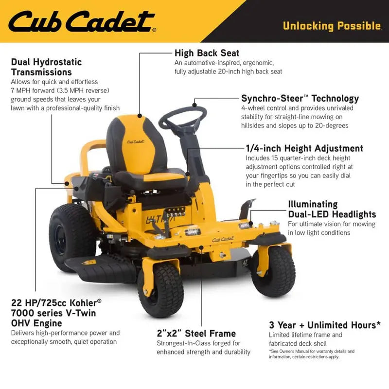 Cub Cadet Ultima ZTS1 Zero-Turn Riding Mower  42-Inch Fabricated Deck, 22-HP Kohler V-Twin Engine, Dual Hydrostatic Drive