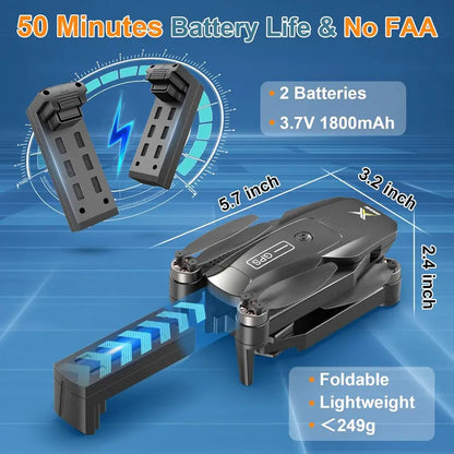 Foldable 4K GPS Drone for Beginners  Brushless FPV Quadcopter with Auto Return, Follow Me, Headless Mode & 50-Minute Battery Life