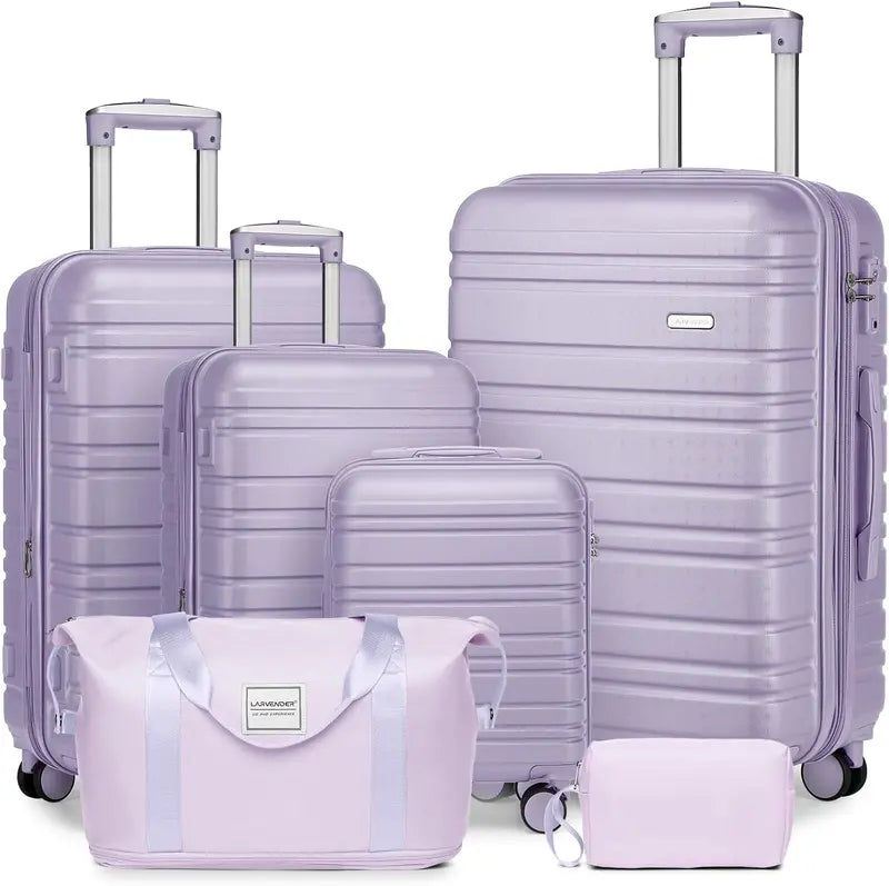 6-Piece Expandable Rolling Luggage Set  Lightweight Hardshell Suitcases with Smooth-Spinning Wheels & Modular Packing Options