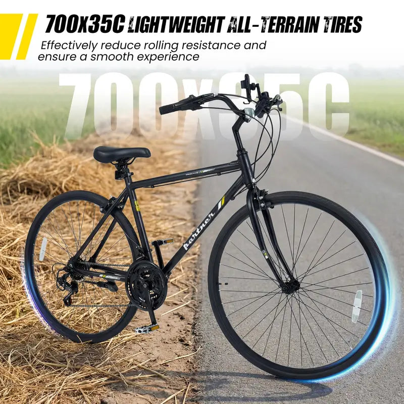 18-Speed Hybrid Commuter Bike  700C Wheels, Shimano Drivetrain, Urban Ready