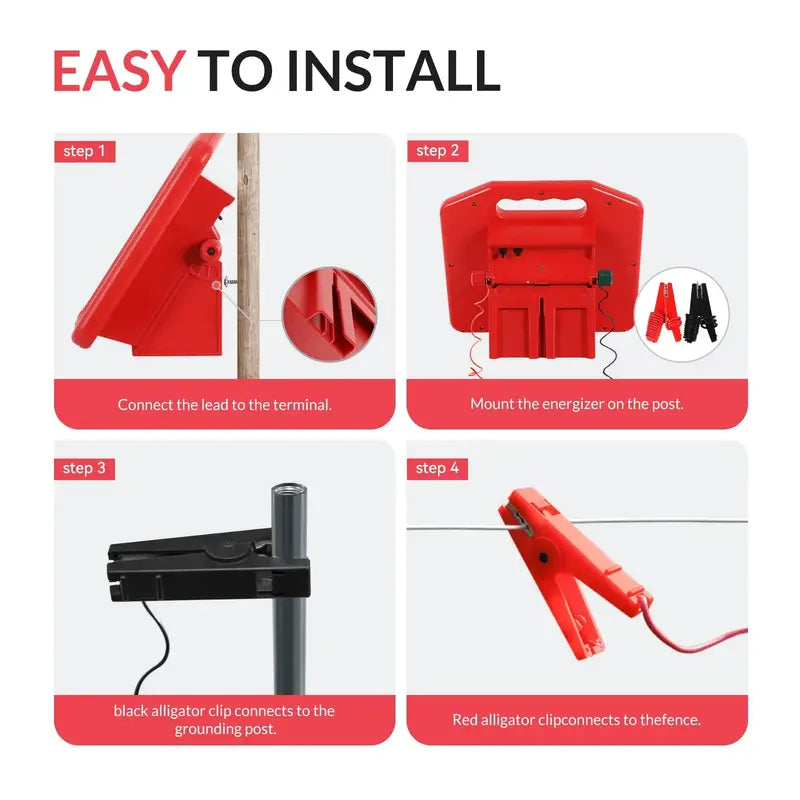 ANDMON Solar-Powered Fence Charger with Dual Input and 30-Mile Range