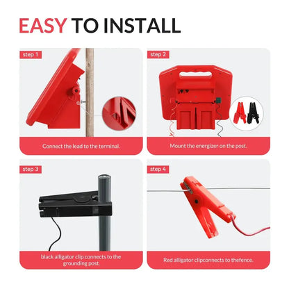 ANDMON Solar-Powered Fence Charger with Dual Input and 30-Mile Range