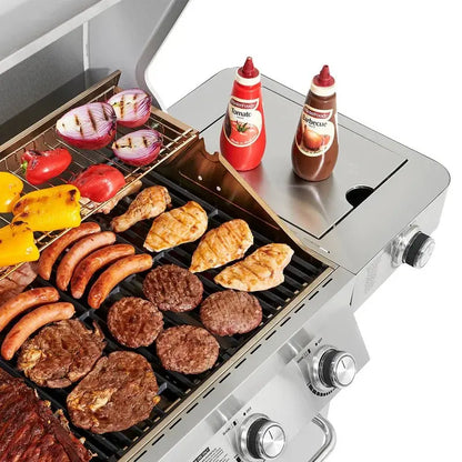 Monument Grills 4-Burner Propane Gas Grill with Rotisserie Kit  Stainless Steel Construction
