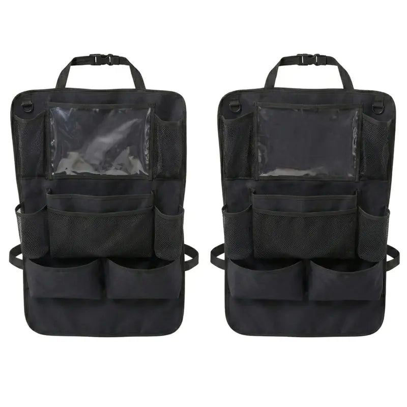 Dual Backseat Organizers with Tablet Holders and 9-Compartment Storage Design