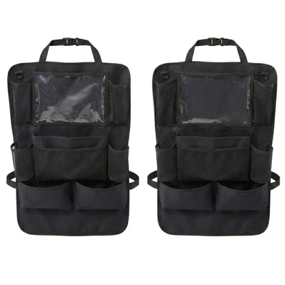 Dual Backseat Organizers with Tablet Holders and 9-Compartment Storage Design