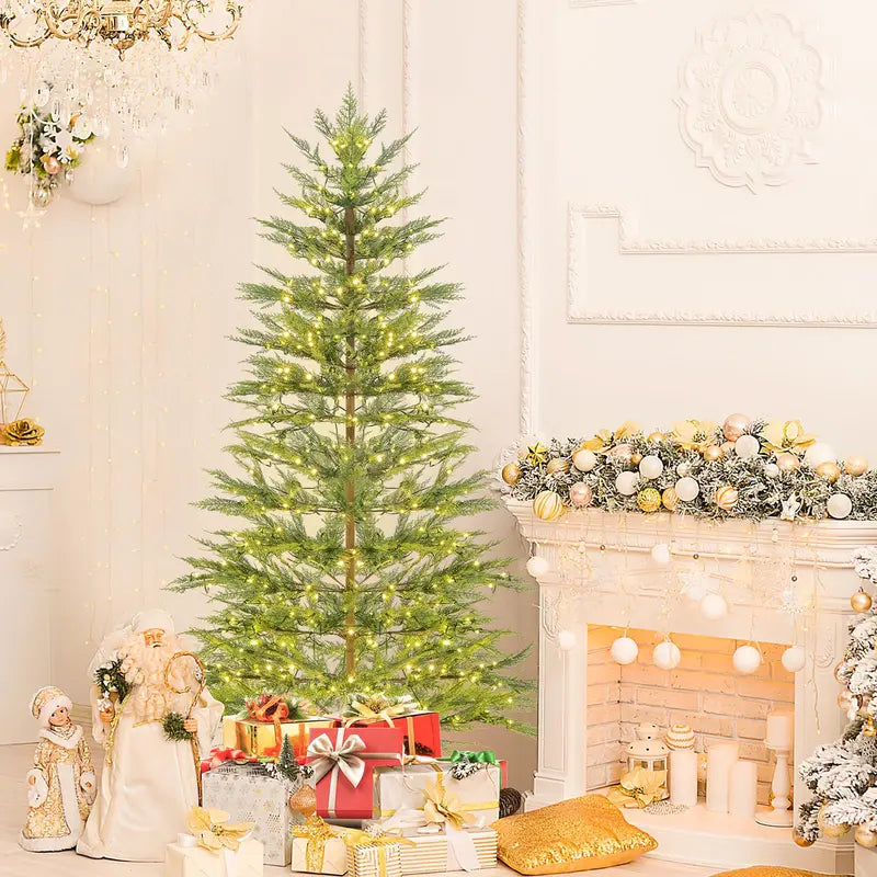 6.5-Foot or 7.5-Foot Simulated Cypress Christmas Tree with Warm White Fairy Lights