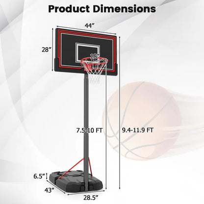 Height-Adjustable Portable Basketball Hoop  Outdoor Goal System with 44″ Shatterproof Backboard (7.510 ft range)