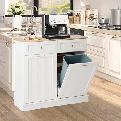 LOUVIXA Double Hidden Trash Can Cabinet  Tilt-Out Organizer with Two Integrated Waste Bins