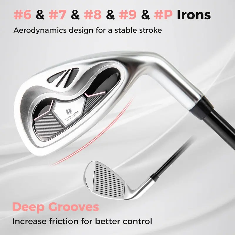 Women’s Complete Golf Club Set — 9-Piece Starter Kit with Rolling Cart Bag