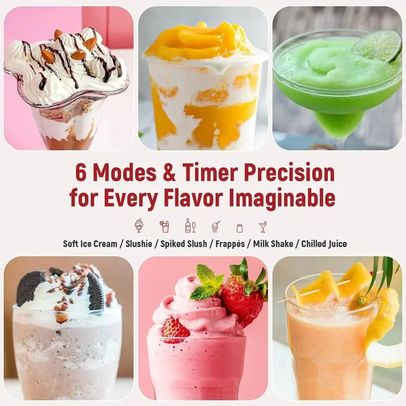 All-in-One Slushie Machine  No Ice Required, Real-Time Temp Display & Auto-Clean Function for Frozen Drinks