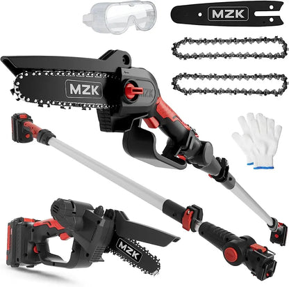 MZK 2-in-1 Cordless Pole Saw   Mini Chainsaw with 3 Replacement Chain for Tree Trimming