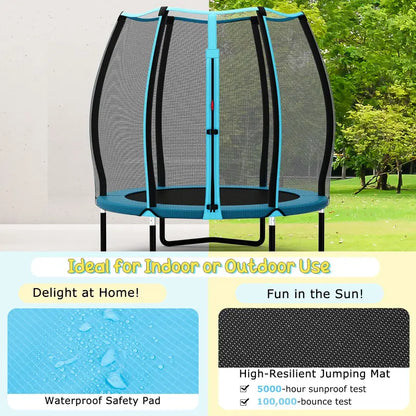 55-Inch ASTM-Certified Kids’ Trampoline — Enclosed Mini Bouncer for Toddlers & Preschoolers