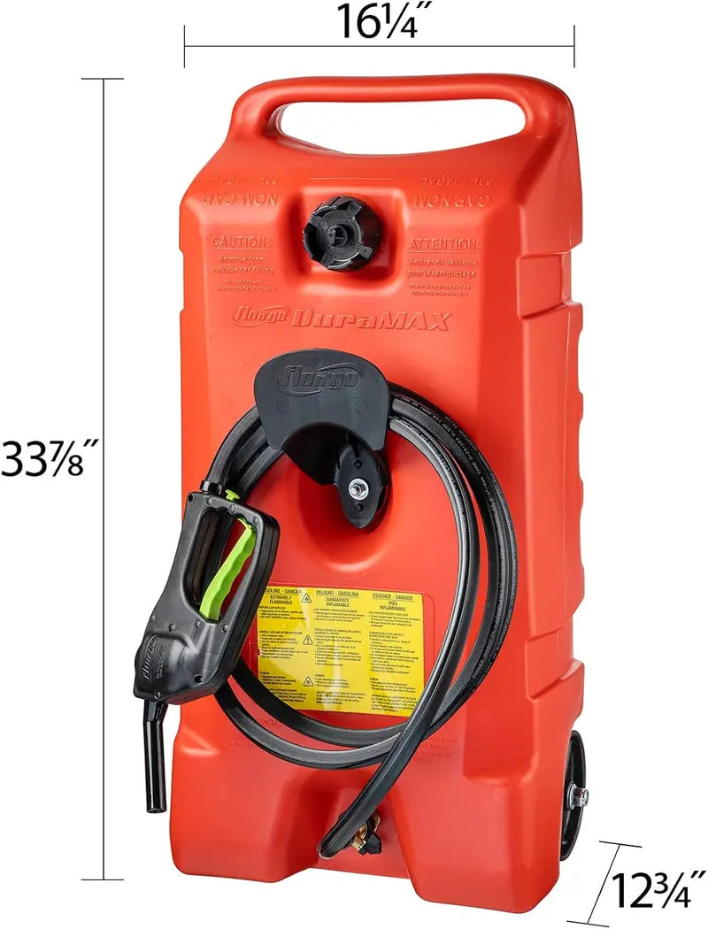 Scepter Duramax 14-Gallon Portable Fuel Tank  Integrated Pump, 10-Foot Hose, Red Heavy-Duty Design