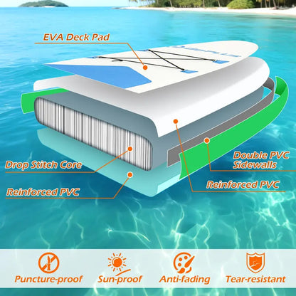 11-Foot All-in-One Inflatable Stand-Up Paddle Board  Features Waterproof Phone Pouch