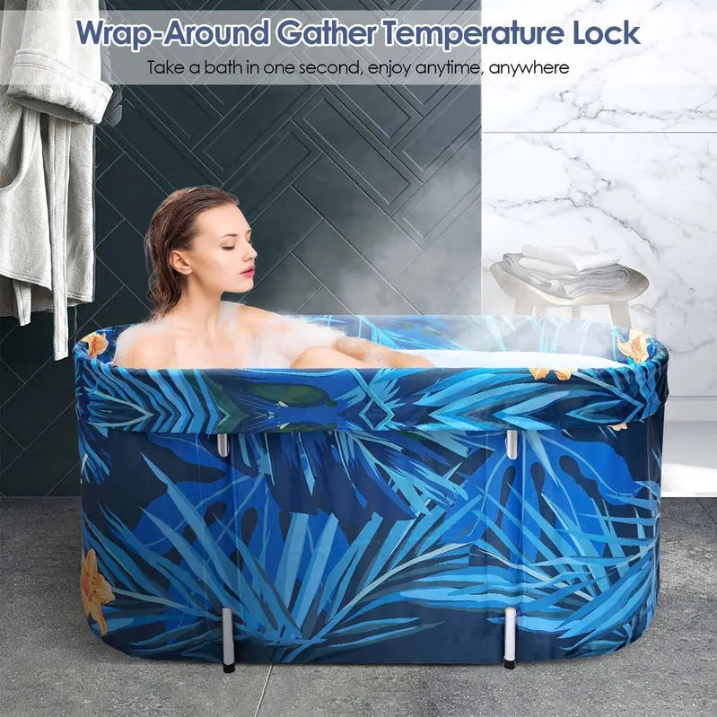 De-Stress Portable Folding Soaking Tub  Large Adult Bathtub for At-Home Relaxation (2023 Model)