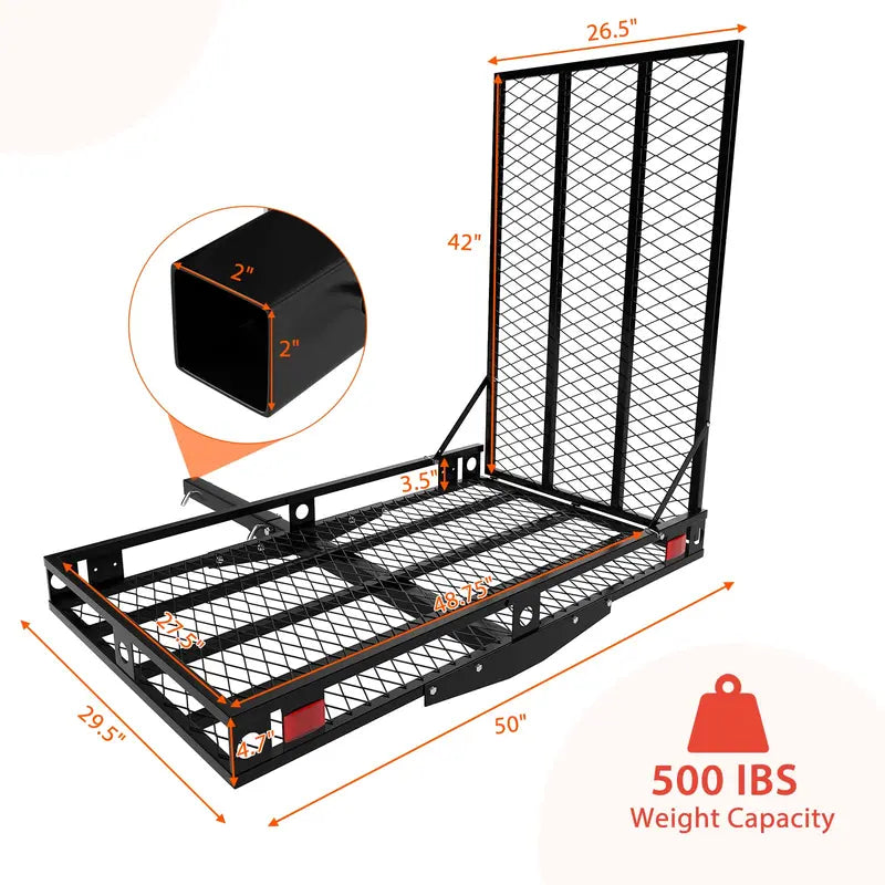 Hitch-Mount Wheelchair Carrier with Loading Ramp and Dual Secure Tie-Down Straps