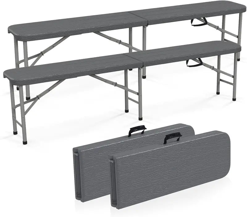 6-Foot Commercial-Grade Folding Bench  High-Strength Plastic Seat for Indoor/Outdoor Use