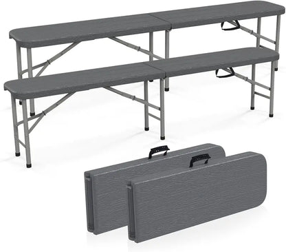 6-Foot Commercial-Grade Folding Bench  High-Strength Plastic Seat for Indoor/Outdoor Use