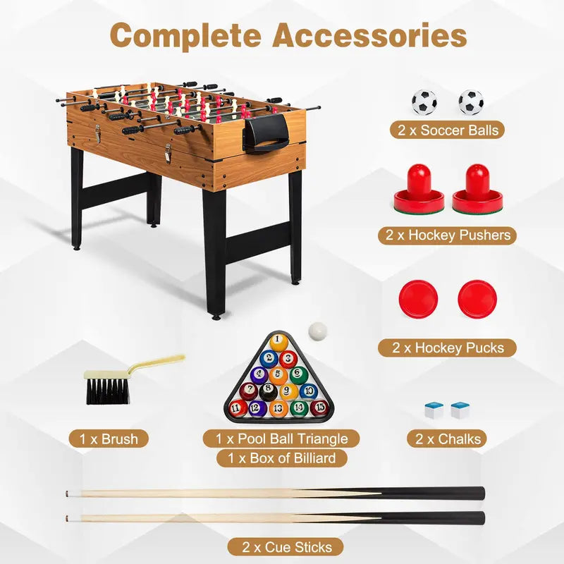 48-Inch Multi-Game Table  3-in-1 Combo Set Featuring Full-Size Foosball, Ping Pong, and Pool
