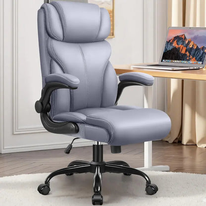 High-Back Ergonomic Office Chair  Breathable Leather, Lumbar Support & 360° Swivel