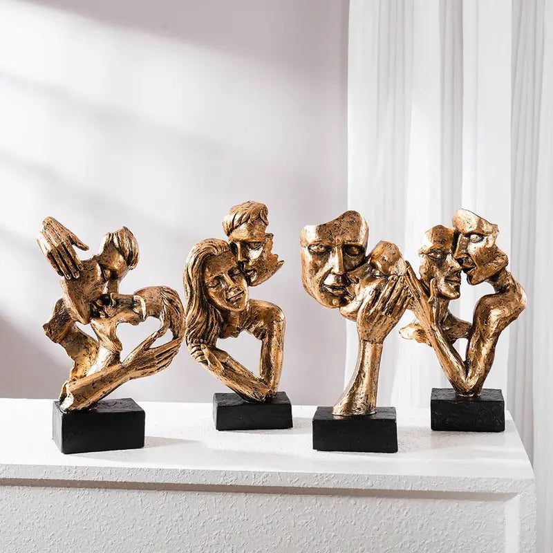 Modern Abstract Kiss Sculpture  Artistic Wall or Shelf Decor