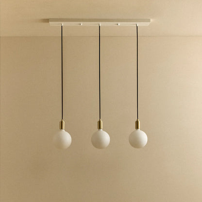 Linear Triple Pendant in Brass + Sphere IV