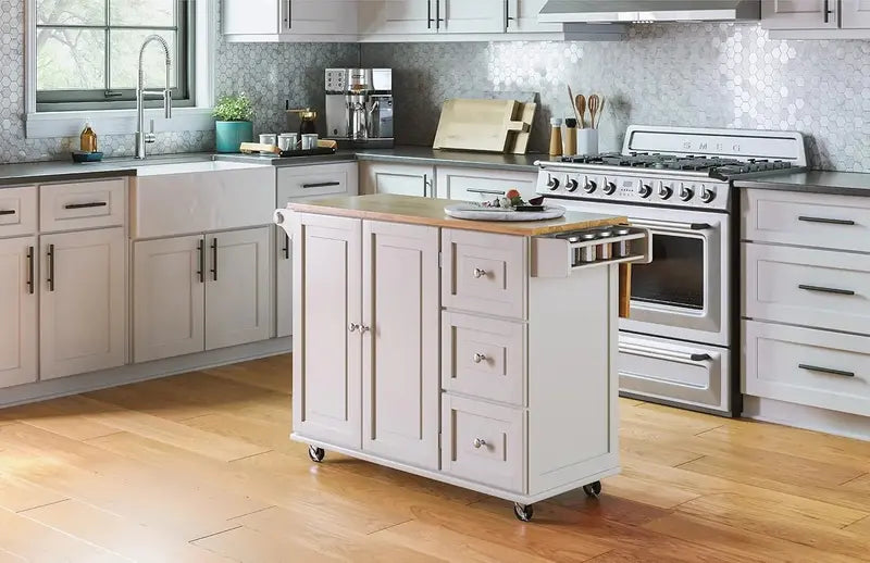 Homestyles Dolly Madison Mobile Kitchen Island  Drop-Leaf Breakfast Bar with Casters