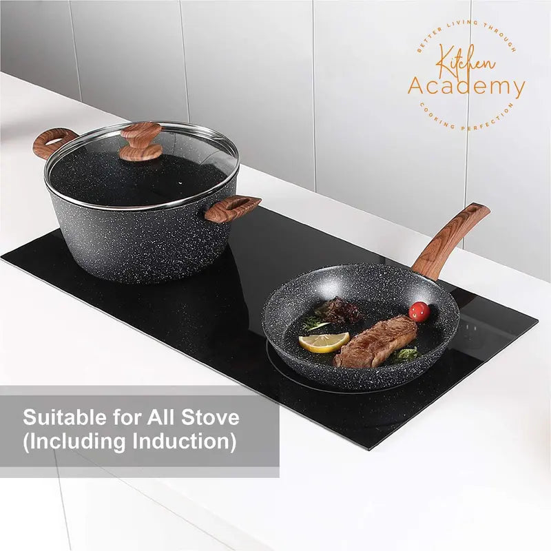 Kitchen Academy 12-Piece Granite Nonstick Induction Cookware Set in Emerald Green