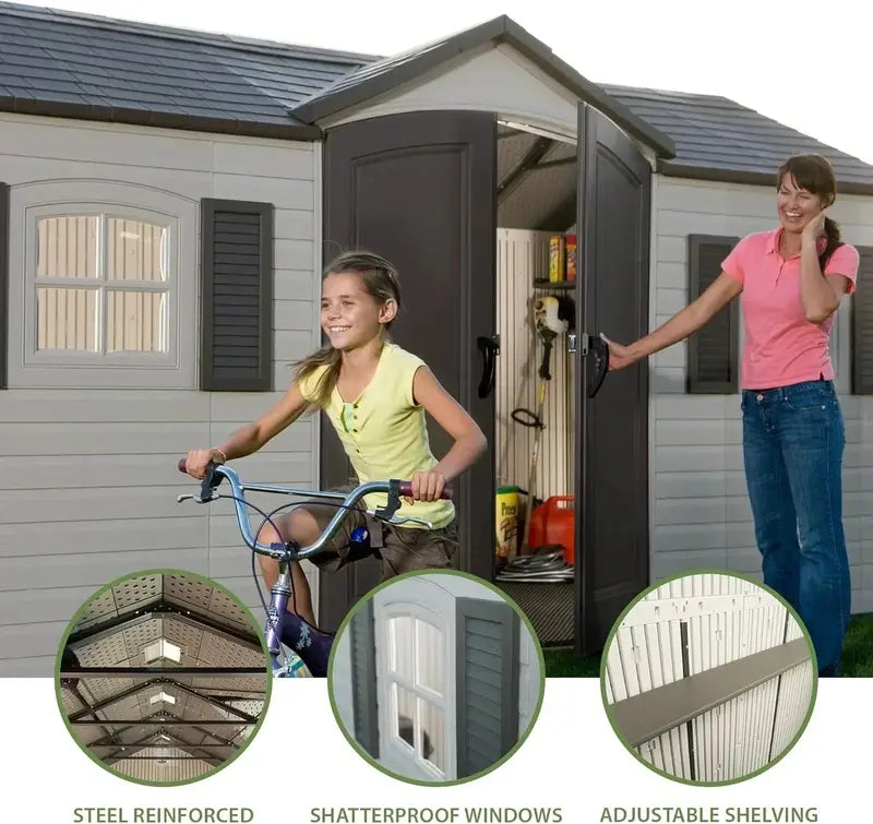 Lifetime 8 ft x 15 ft Outdoor Storage Shed  Durable Resin Construction in Desert Sand Finish