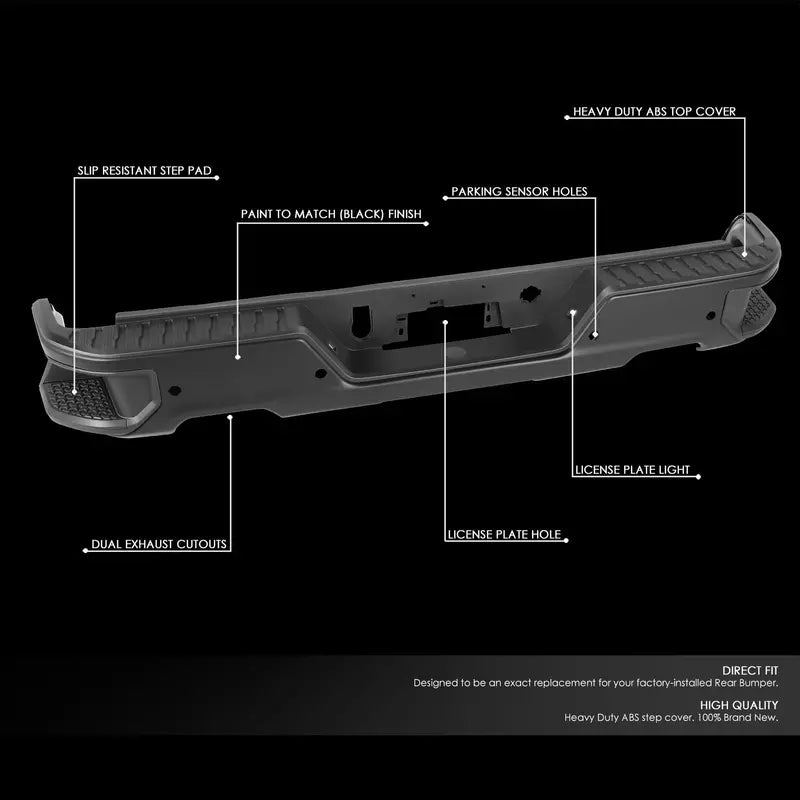 Chevrolet/GMC Silverado & Sierra 1500 Rear Bumper  Exhaust Cutouts + Parking Sensor Holes (20192023)