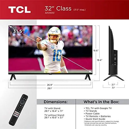 TCL 32″ S3 1080p LED Smart TV with Google TV, Voice Remote, Alexa Compatible (2023 Model)
