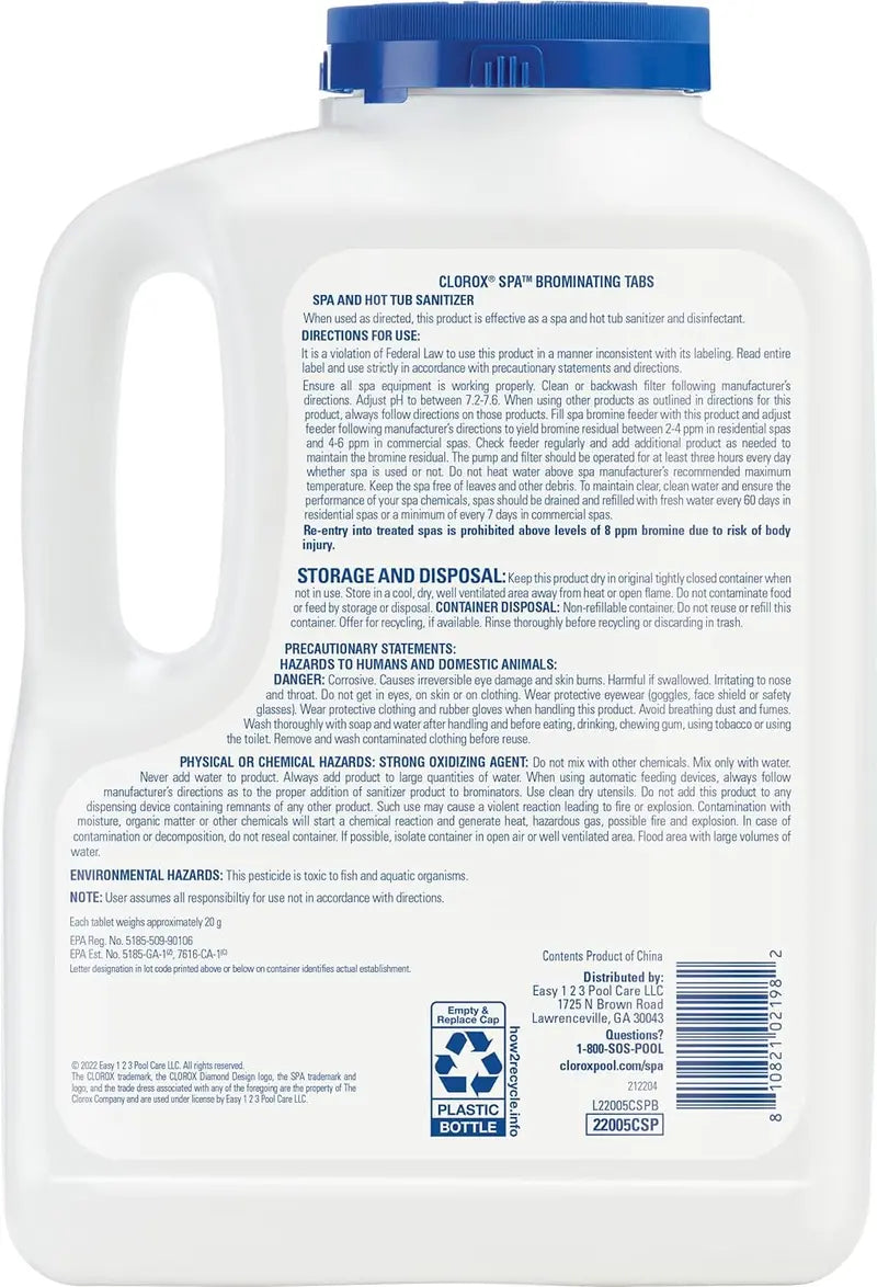 Clorox Pool & Spa Low-Odor Bromine Tablets, 5LB  Restores Water Clarity & Sanitizes Effectively