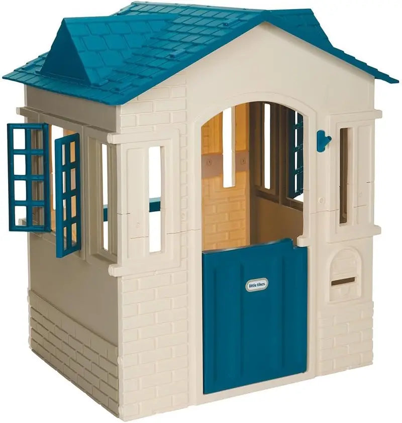 Cape Cottage Playhouse — Large Blue Wooden Kids’ Backyard Play Structure