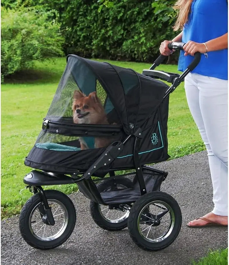 Zipper-Free NV Pet Stroller for Cats and Dogs  One-Hand Fold, Gel-Tire Suspension, Plush Interior + All-Weather Cover (3 Colors)