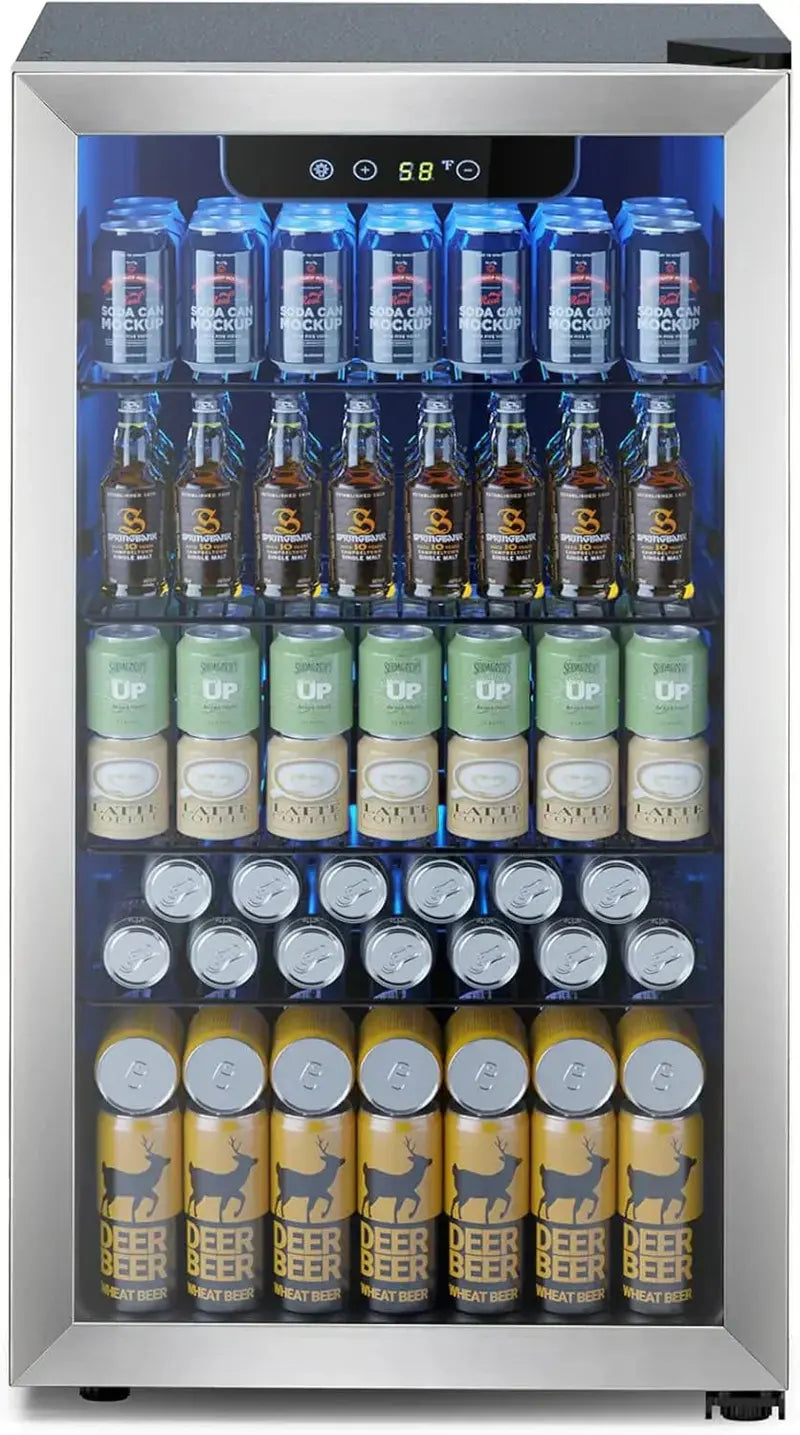 130-Can Adjustable-Temp Beverage Refrigerator  Freestanding Drink Cooler with Digital Controls