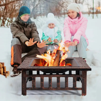 Yaheetech 32-Inch Square Fire Pit Table  Multifunctional Outdoor Heating Unit for Patios, Gardens, Camping & Picnics