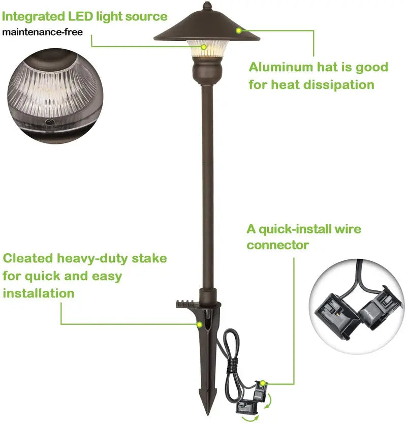 6-Pack Low-Voltage LED Landscape Path Lights  3W, 150LM, 12V Wired