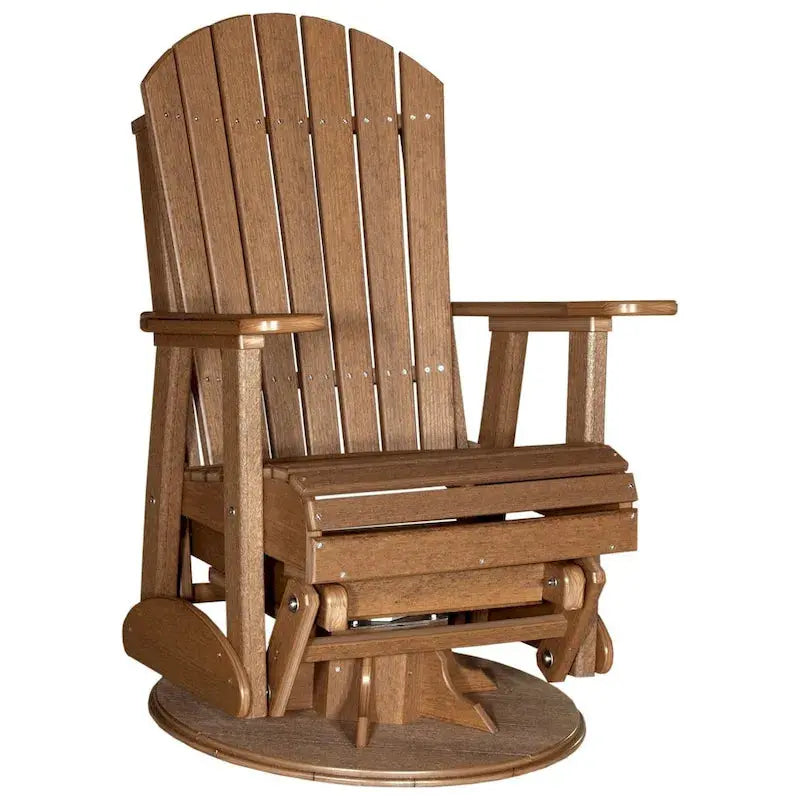 All-Weather Poly Lumber Adirondack Swivel Glider  Durable Outdoor Rocking Chair with Smooth Rotation