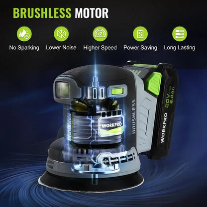 WORKPRO Brushless 20V 5-Inch Orbital Sander for Smooth Finishing