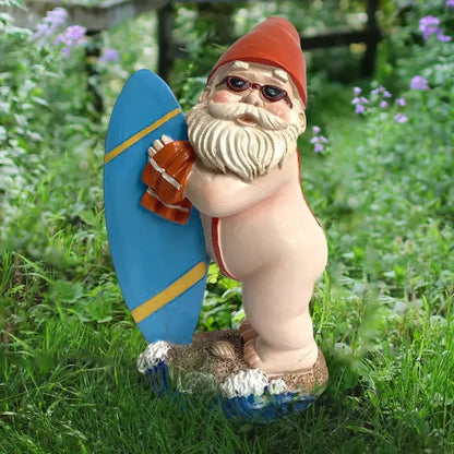 Charming Playful Gnome Figurine  Whimsical Outdoor Decoration