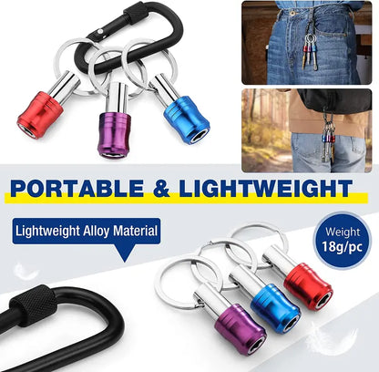 WORKPRO 3-Piece Color-Coded Hex Shank Bit Holder Set  Aluminum Alloy, Keychain Design