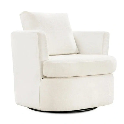 Modern Chenille Swivel Accent Chair  Barrel-Style Rotating Armchair for Living Spaces